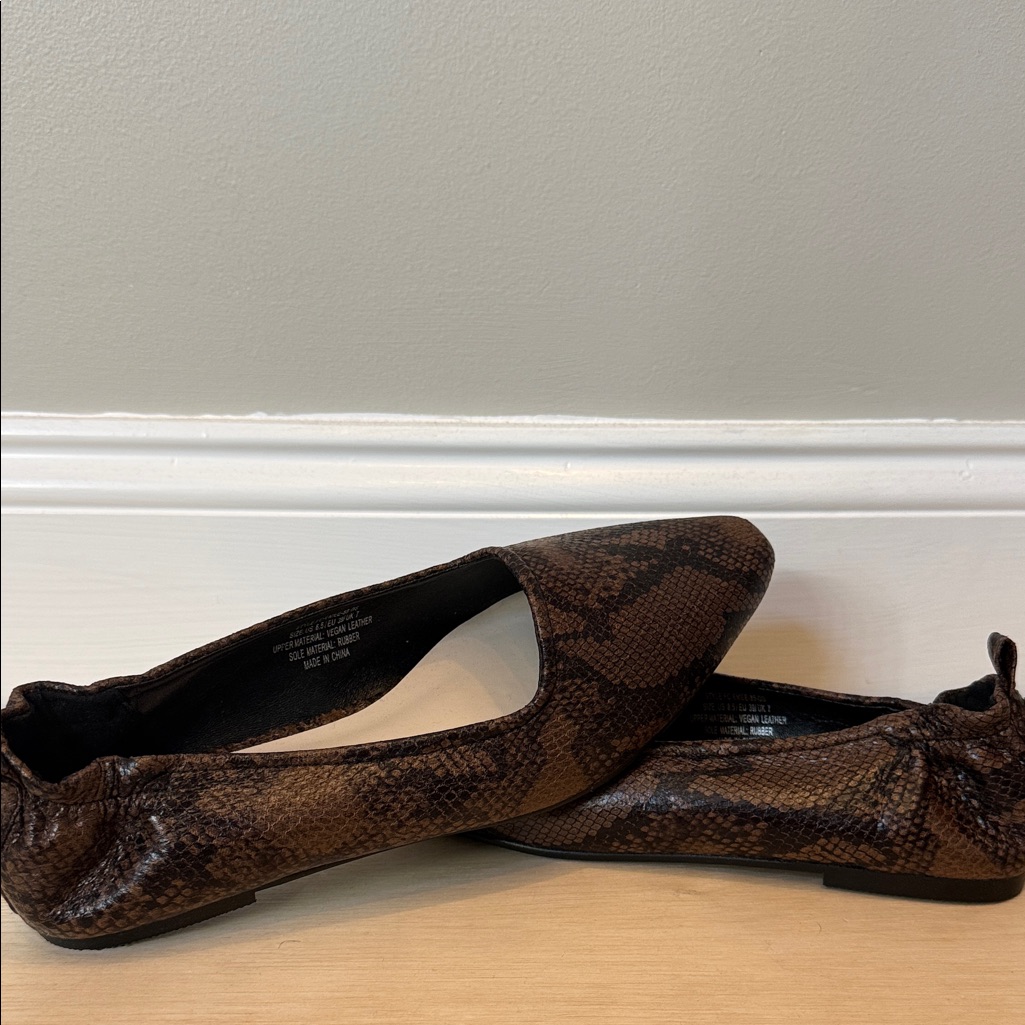 French Connection Brown Snake Pattern Flats Brand New